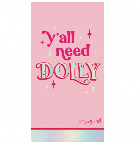 Ružové a strieborné fóliové uteráky Ya'll Need Dolly Guest Towels, 16 Ct