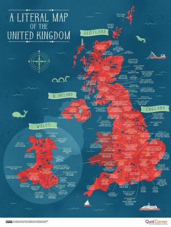 Mapa doslovného mena Veľkej Británie - Spojené kráľovstvo - rýchly príliv