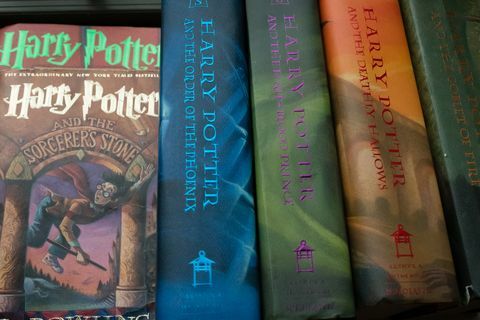 Zbierka kníh Harryho Pottera je zobrazená v dome Caitlin Moore vo Washingtone, DC.