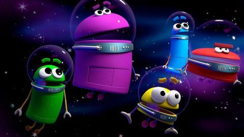 animovaných päť farebných vesmírnych tvorov