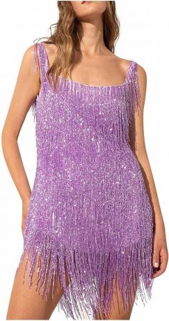 Flitrové fialové šaty