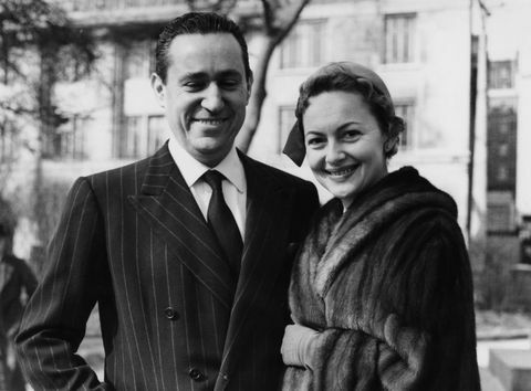 Olivia de Havilland a Pierre Galante v Londýne, 1955.