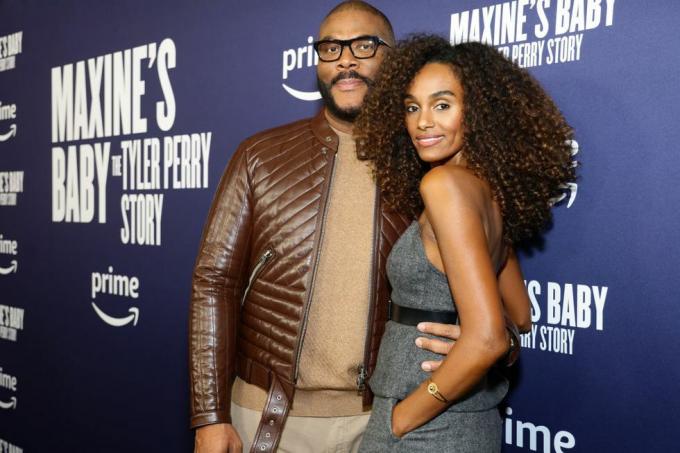 l r tyler perry a gelila bekele sa zúčastňujú špeciálneho premietania príbehu Maxines baby a tyler perry, ktoré predstavili amazon studios v rialto centre pre umenie 8. novembra 2023 v Atlante, Gruzínsko foto od carol lee rosegetty images for amazon ateliéry