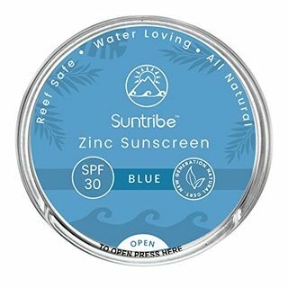 Suntribe Mineral Sports & Face Opaľovací krém - SPF 30 - Úplne prírodný - 100% zinok - Bezpečný pre útesy - 4 zložky - Odolný voči vode (45 g) (modrý)