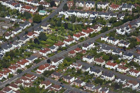 Letecký pohľad na bývanie v Cardiffe, Wales