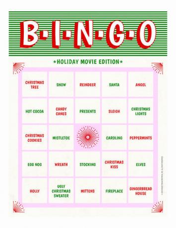 vianočný filmový bingo
