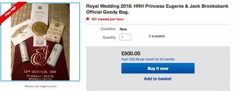 Kráľovské svadobné darčekové tašky na eBay