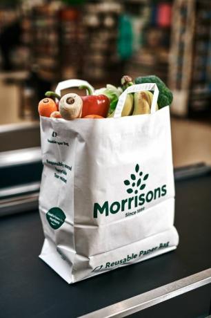 Papierová taška na jedno použitie - Morrisons uvádza na trh papierové prepravné tašky v snahe znížiť spotrebu plastov